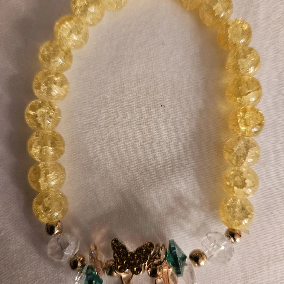 Chic Yellow Beaded Bracelet with Gold Accents - Picture 4 of 8